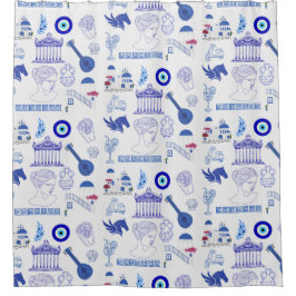 Cortina Para Box Greece Blue and White