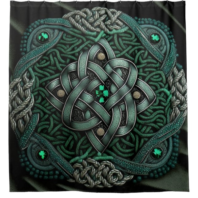 Cortina Para Box Green Celtic Knot Irish (Frente)