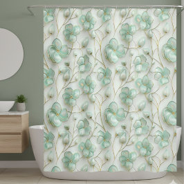 Cortina Para Box Green Floral Shower Curtain