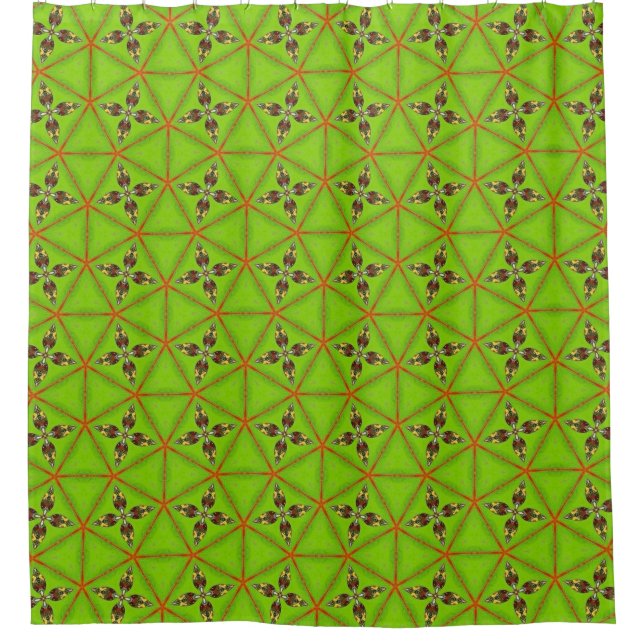 Cortina Para Box Green Geometric Pattern Shower Curtain (Frente)