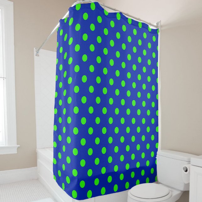 Cortina Para Box Green On Blue Polka Dots Pattern Design (Criador carregado)