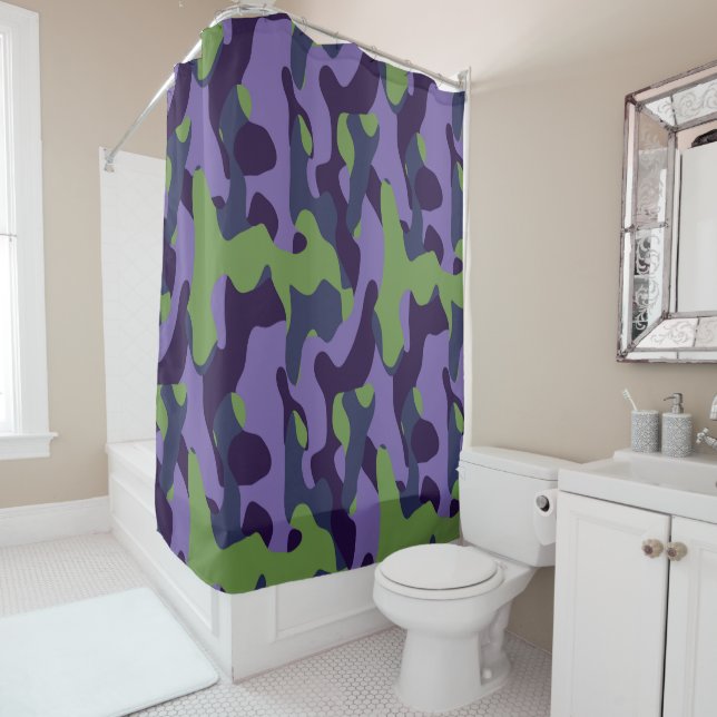 Cortina Para Box Green Purple and Blue Camo abstract (In Situ)