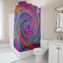 Groovy Abstrato Retro Magenta Dark Rainbow Swirl