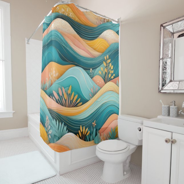 Cortina Para Box Groovy Retro Landscape Na moda Legal (In Situ)