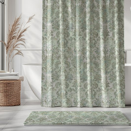 Cortina Para Box Grunge Damask Duck Egg Blue Sage Green