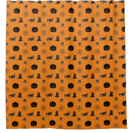 Cortina Para Box Halloween Cat Shower Curtain