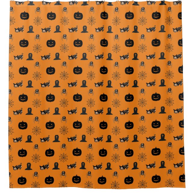 Cortina Para Box Halloween Cat Shower Curtain  (Frente)