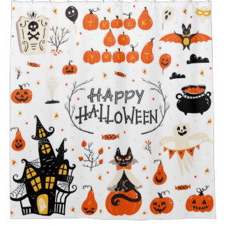 Cortina Para Box Halloween design elements. Halloween cliparts with