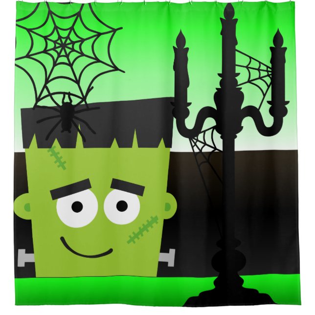 Cortina Para Box Halloween Frankenstein Spider Webs Candelabra (Frente)