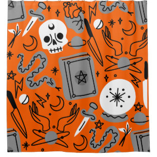Cortina Para Box halloween oculto mágico místico esotérico laranja
