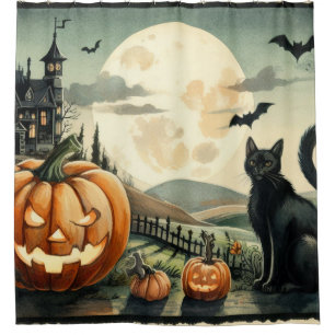 Cortina Para Box Halloween/outono/Outono/Abóbora/gato