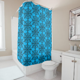 Cortina Para Box Halloween Spider Webs em Azul