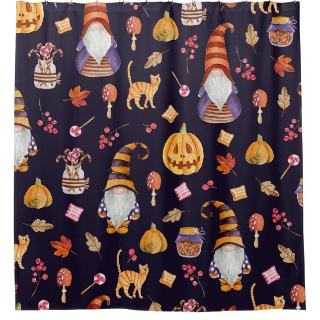Cortina Para Box Halloween Whimsical: Gnomos & Pumpkins (Frente)