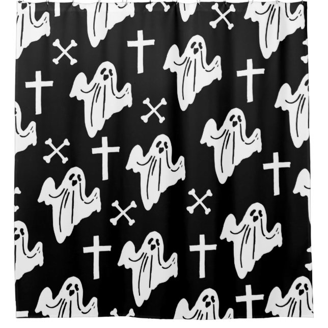Cortina Para Box Hand Drawn Halloween Pattern Background (Frente)
