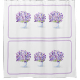 Cortina Para Box Handpainted Watercolor Lavender Floral 