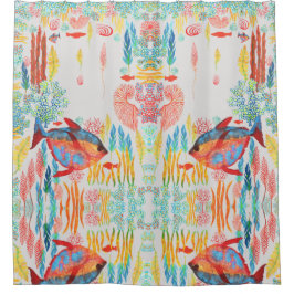 Cortina Para Box Handpainted watercolor marine biology ocean fish