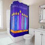 Cortina Para Box Hanukkah Blue Pattern Boho Candle Peace Love Light<br><div class="desc">"Paz, amor e luz." Uma ilustração lúdica, moderna e artística das velas de padrão de feto em uma menorah ajuda você a lançar no feriado de Chanucá. Velas azuis cortadas com padrões coloridos de folha de alumínio sobrepõem um fundo rico e profundo de textura azul. Sinta o calor e a...</div>