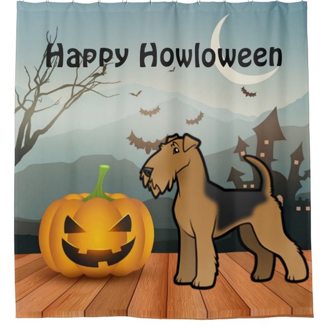 Cortina Para Box Happy Howloween Airedale Terrier (Frente)