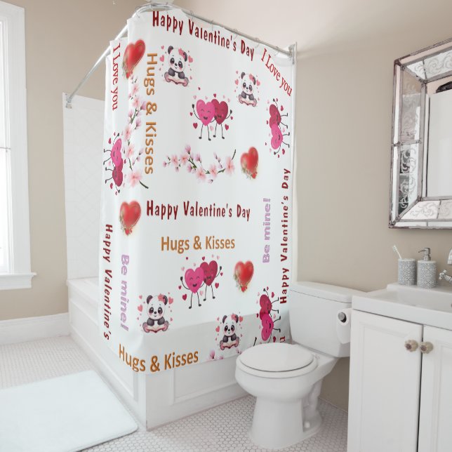 Cortina Para Box Happy Valentine's DayShower Curtain, Couple Hearts (In Situ)