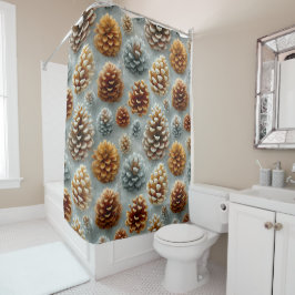 Cortina Para Box Harmonia de Pinecones de inverno