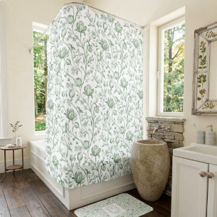Cortina Para Box Heritage Luxo Sage Francês Toile Artesanal Cottage
