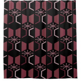 Cortina Para Box Hexágonos de Idade Atômica Borgonha Negra