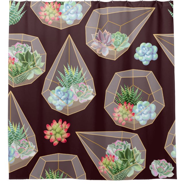 Cortina Para Box High detail succulent and cactus seamless pattern (Frente)