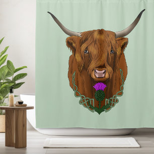 Cortina Para Box Highland Scottish Cow Purple Celular Knot Work