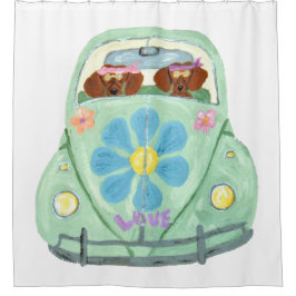 Cortina Para Box Hippies Dachshund No Móvel Do Amor Floral