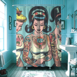 Cortina Para Box Histórias em quadrinhos Retro Tattoo Girls