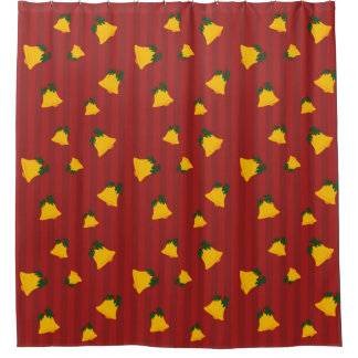 Cortina Para Box Holiday Red Gold Stripe Bells Christmas