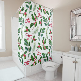 Cortina Para Box Holly Berries Holly Deixa Mistletoy Holiday Xmas