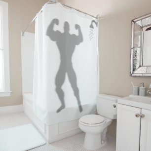 Cortina Para Box Homem Construtor Corporal Silhueta Divertida Sombr