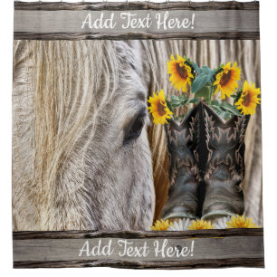 Cortina Para Box Horse Cowboy Boots Sunflower Daisies
