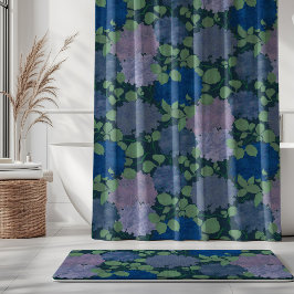 Cortina Para Box Hortênsia Vintage Jardim Azul Naval Verde Lavanda