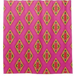 Cortina Para Box Hot Pink Retro Diamond Shower Curtain