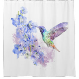 Cortina Para Box Hummingbird Blue Delphinium Flower
