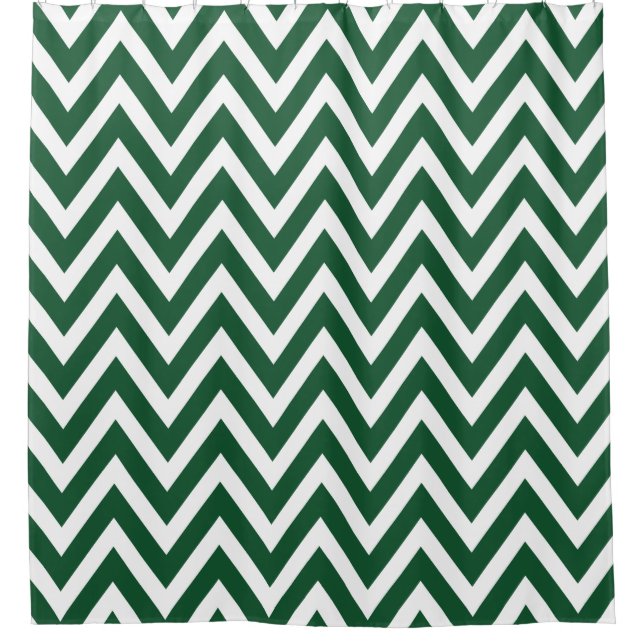 Cortina Para Box Hunter Green e White Chevron (Frente)