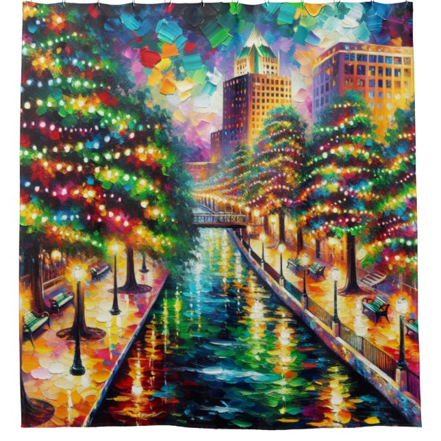 Cortina Para Box "Iluminação de Natal: Passeio Ribeirinho de San An (Frente)