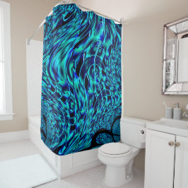 Cortina Para Box Ilusão metálica e torta, imagem azul a verde