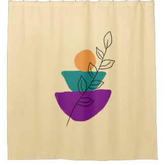 Cortina Para Box Ilustração boho de folhas