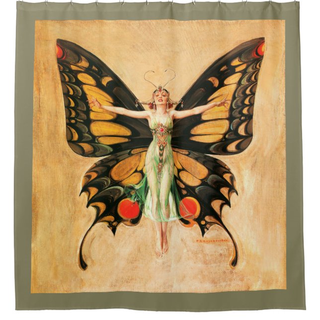 Cortina Para Box Ilustração da Mulher Borboleta Flapper por Leyende (Frente)