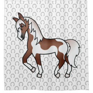 Cortina Para Box Ilustração de Cartoon de Cavalo de Trote Castanho
