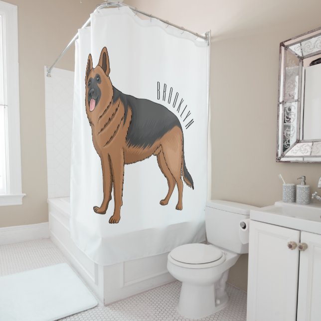 Cortina Para Box ilustração de desenho animado de cão german shephe (In Situ)