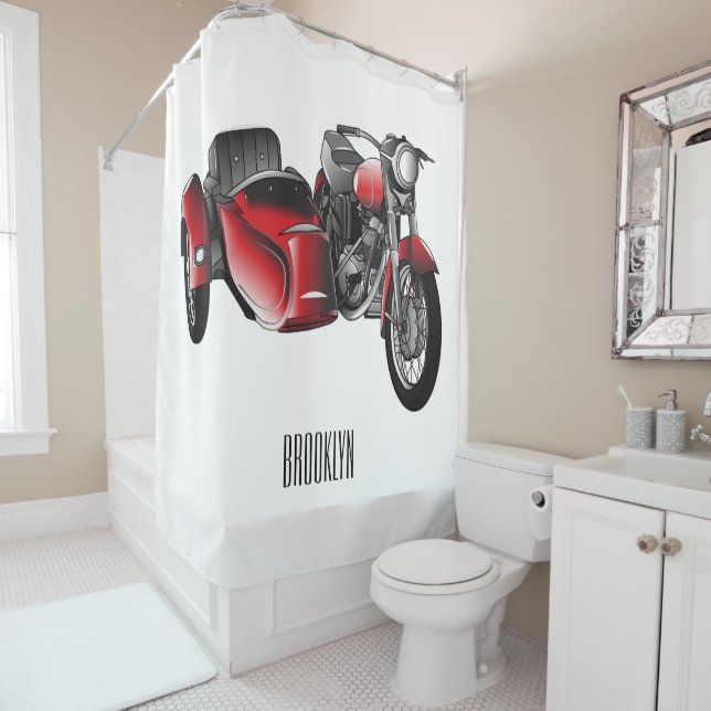 Cortina Para Box Ilustração de desenho animado de motociclo Sidecar (In Situ)