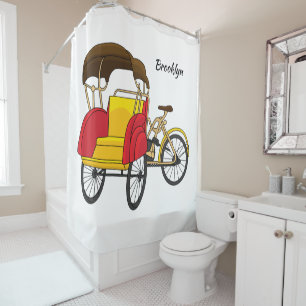 Cortina Para Box Ilustração de desenho animado do rickshaw Pedicab
