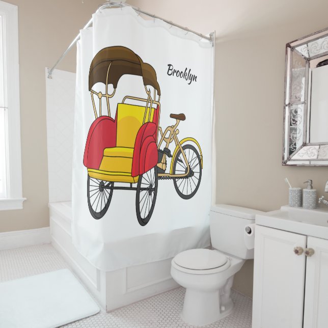 Cortina Para Box Ilustração de desenho animado do rickshaw Pedicab (In Situ)