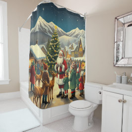 Cortina Para Box Ilustração de natais vintages