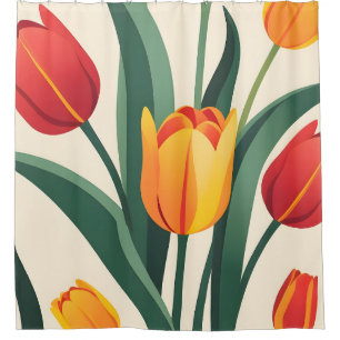 Cortina Para Box Ilustração de Tulipas Negrito