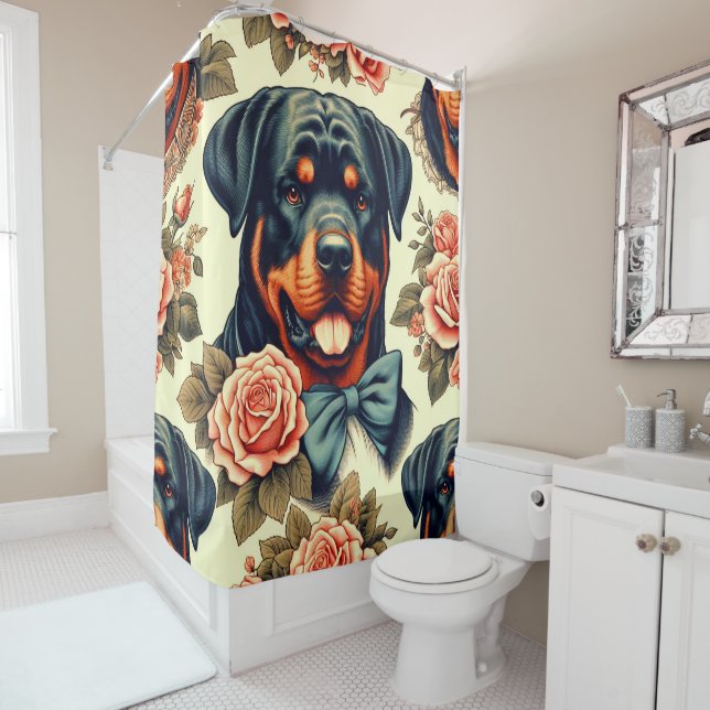 Cortina Para Box Ilustração do Rottweiler Retro (In Situ)
